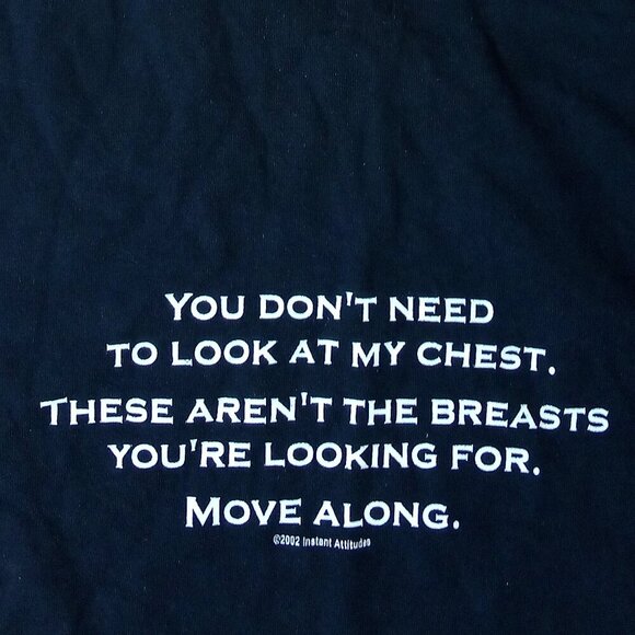 Vintage Y2K Instant Attitudes Don't Look At My Breasts T-Shirt - Picture 1 of 6